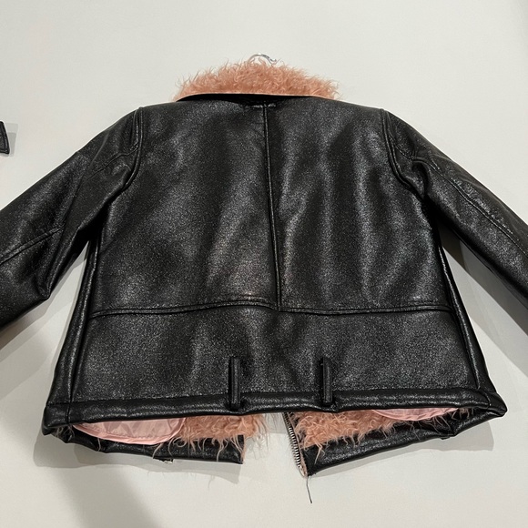 Sunset + Spring faux leather jacket with pink shag - Picture 5 of 5